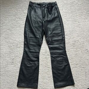 Black Faux Leather Flare Pants
